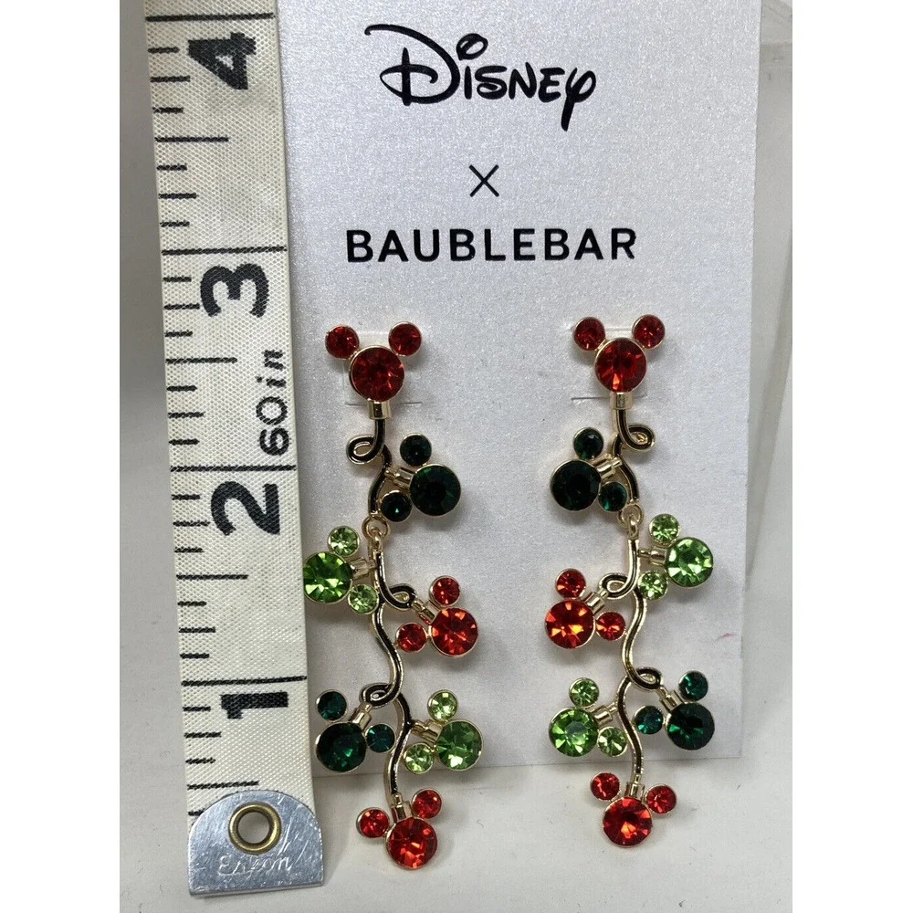 BAUBLEBAR X‎ DISNEY Red & Green Mickey Christmas String Lights Dangle Earrings